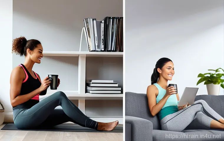 홈트 운동과 생활의 균형 잡기 - **Prompt 1: Embracing Home Workouts as a Lifestyle**
    "A cheerful and energetic woman in her late...
