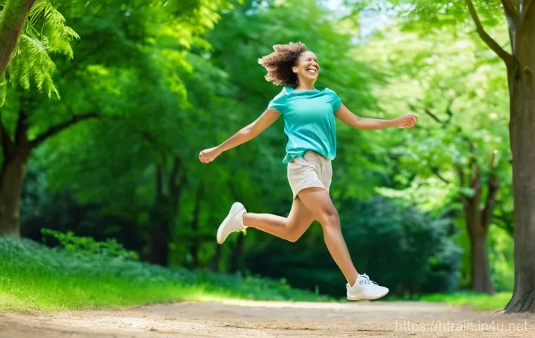 홈트 퀵점핑 - **Dynamic and Intense Quick Jumping Session:** A fit, athletic woman in her late 20s, with a determi...