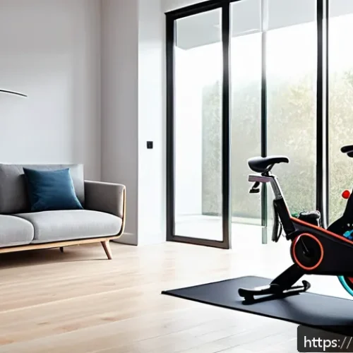 Home 31 홈트 운동 기구 - A bright, modern home gym setup featuring a compact indoor exercise bike and a foldable walking pad ...